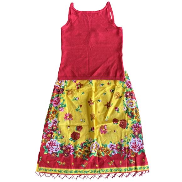 Boston Proper Vintage Y2K Yellow Red Tropical Boho Beaded Mini Skirt Set SZ 2 - Picture 1 of 9